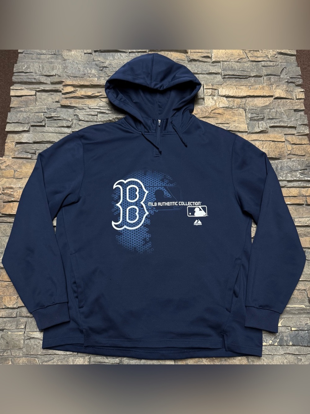 Boston Red Sox Hoodie Sweatshirt Mens Large Navy Blue Pullover MLB Baseball